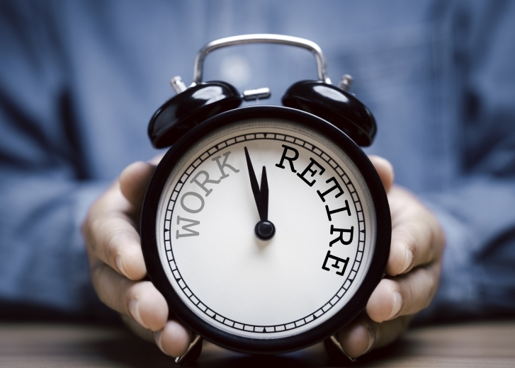 alarm clock with words Work Retire